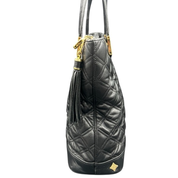 MCM Black Quilted Tote Bag with Gold Accents - Picture 4 of 11